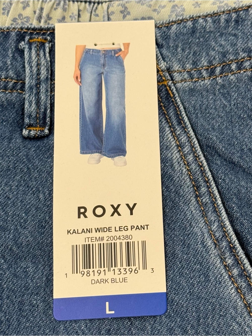 Roxy Kalani Wide Leg Pant, Dark Blue, Women’s Size Large